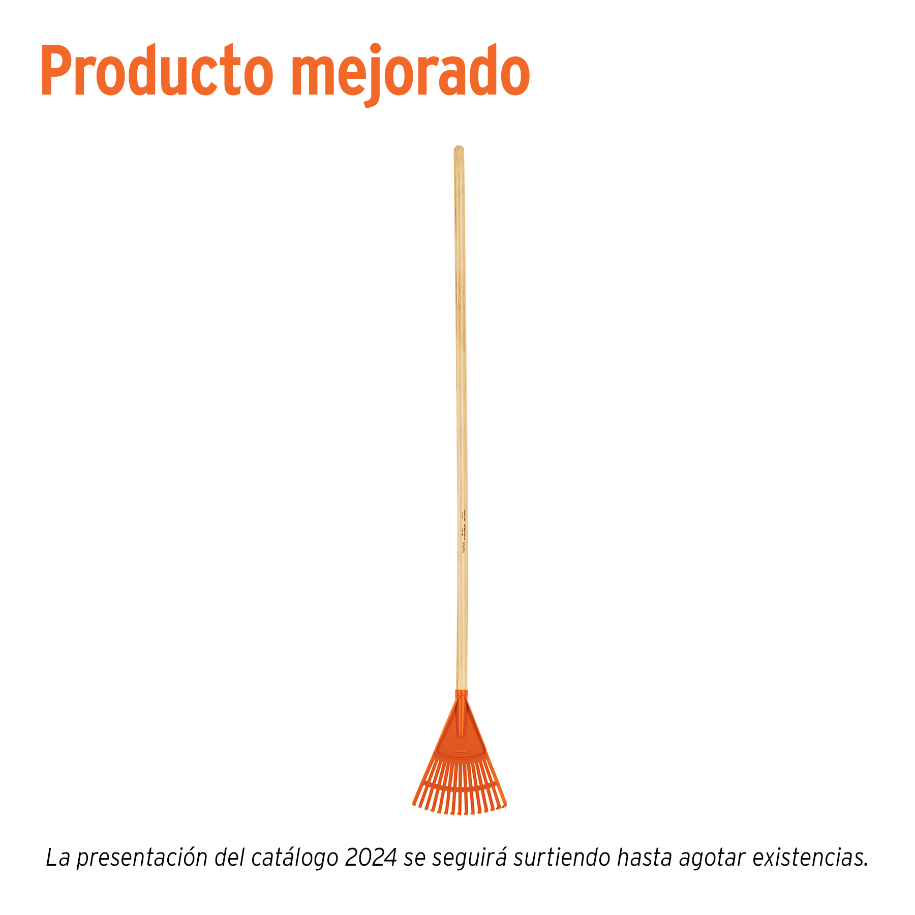 Escoba plástica para jardín, rígida, 15 dientes, mango 48"