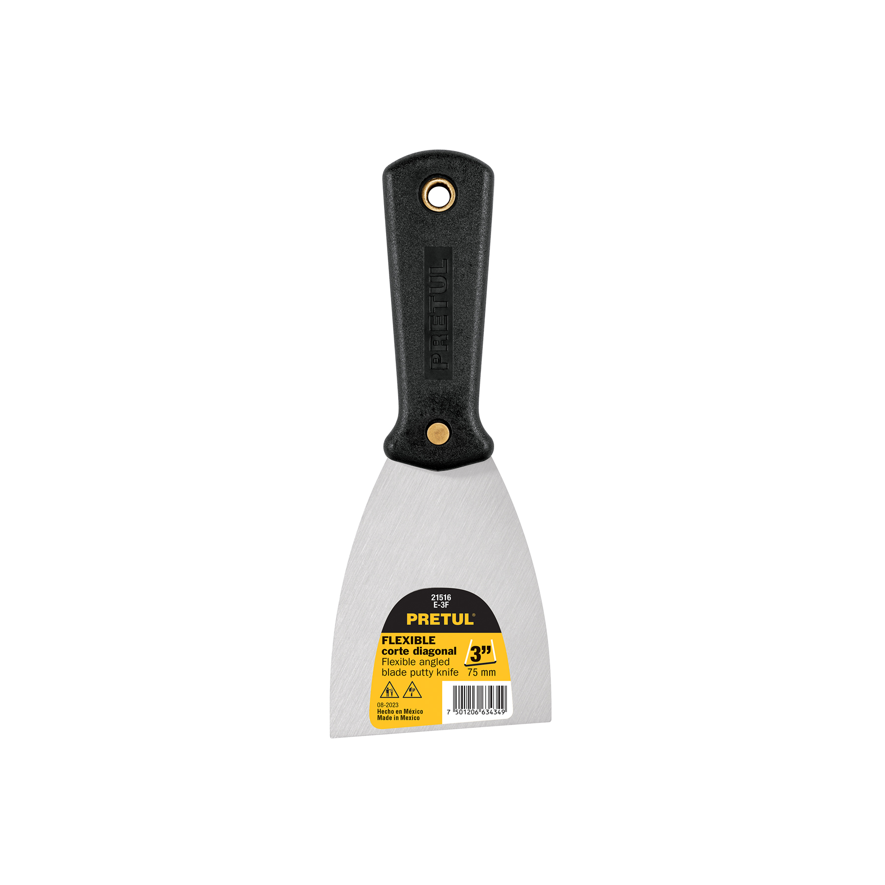 Espátula flexible 3" con mango de plástico, PRETUL