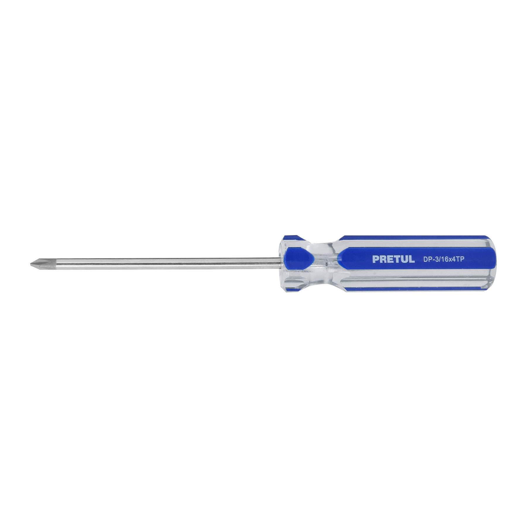 Desarmador de cruz 3/16 x 4" mango de PVC, PRETUL