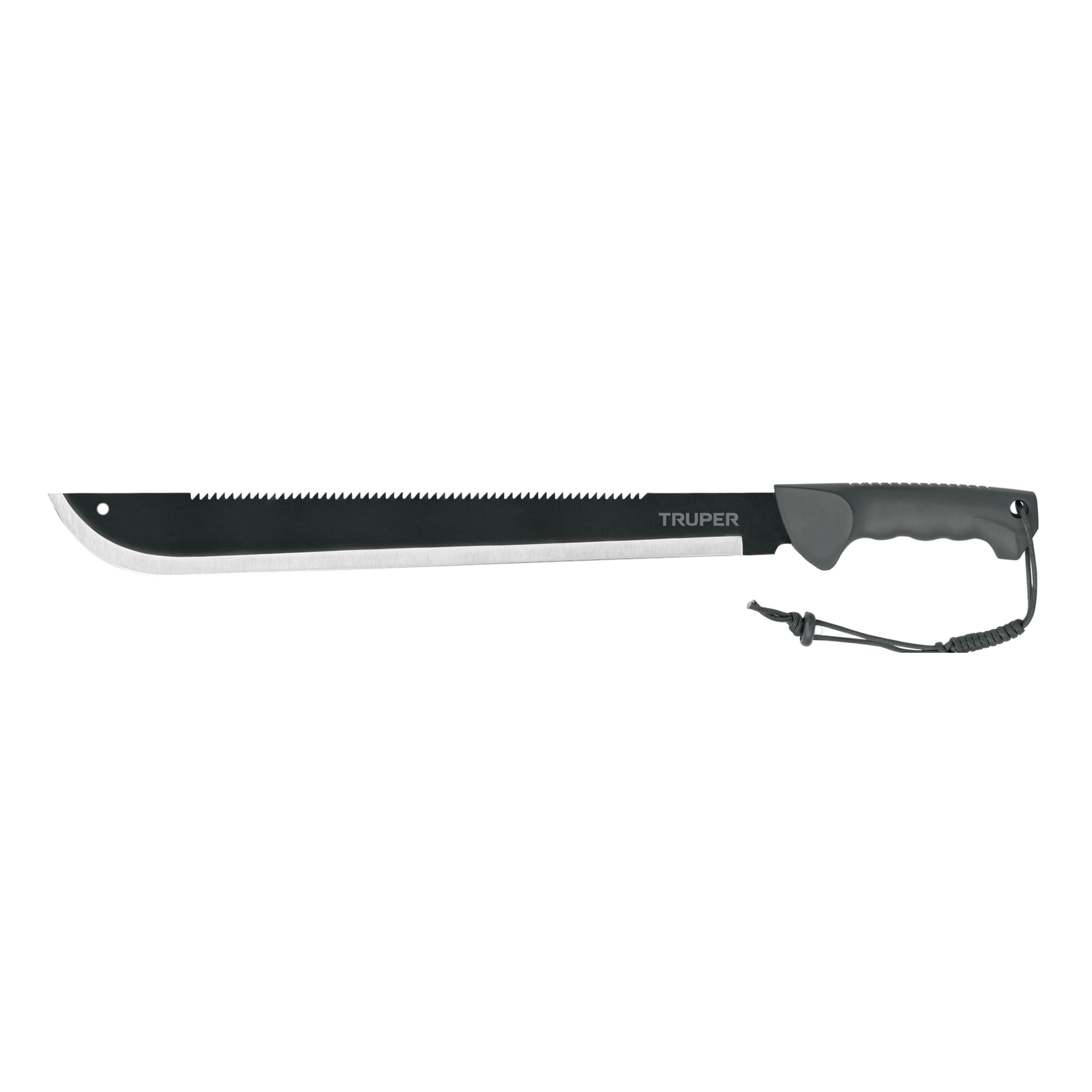 Machete doble filo 18", cacha inyectada, con funda, TRUPER