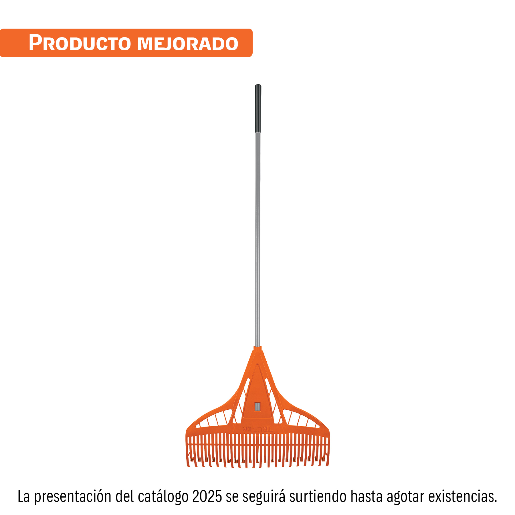 Escoba plástica para jardín, 39 dientes, mango de acero 60"