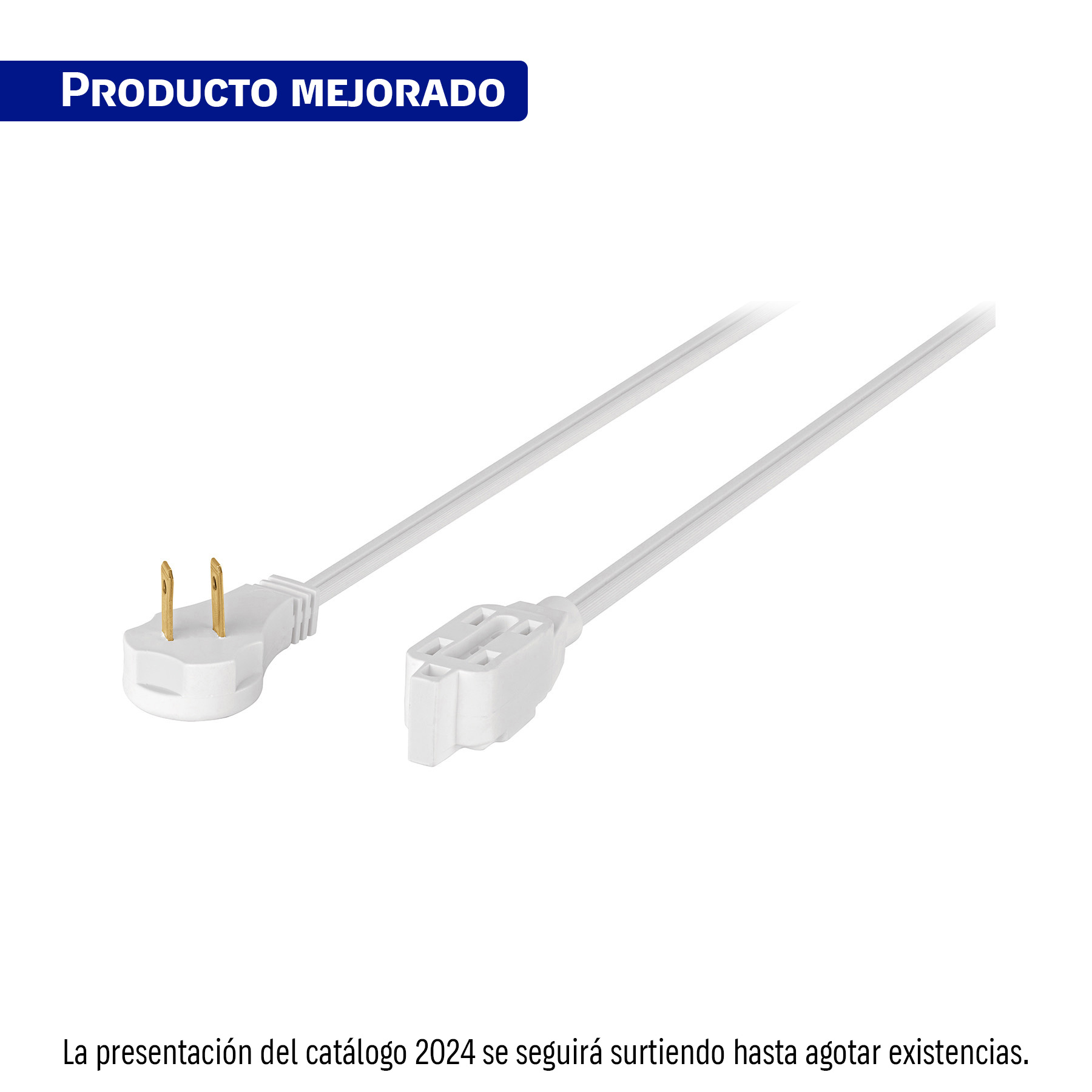 Extensión eléctrica doméstica 2 m clavija plana, blanca