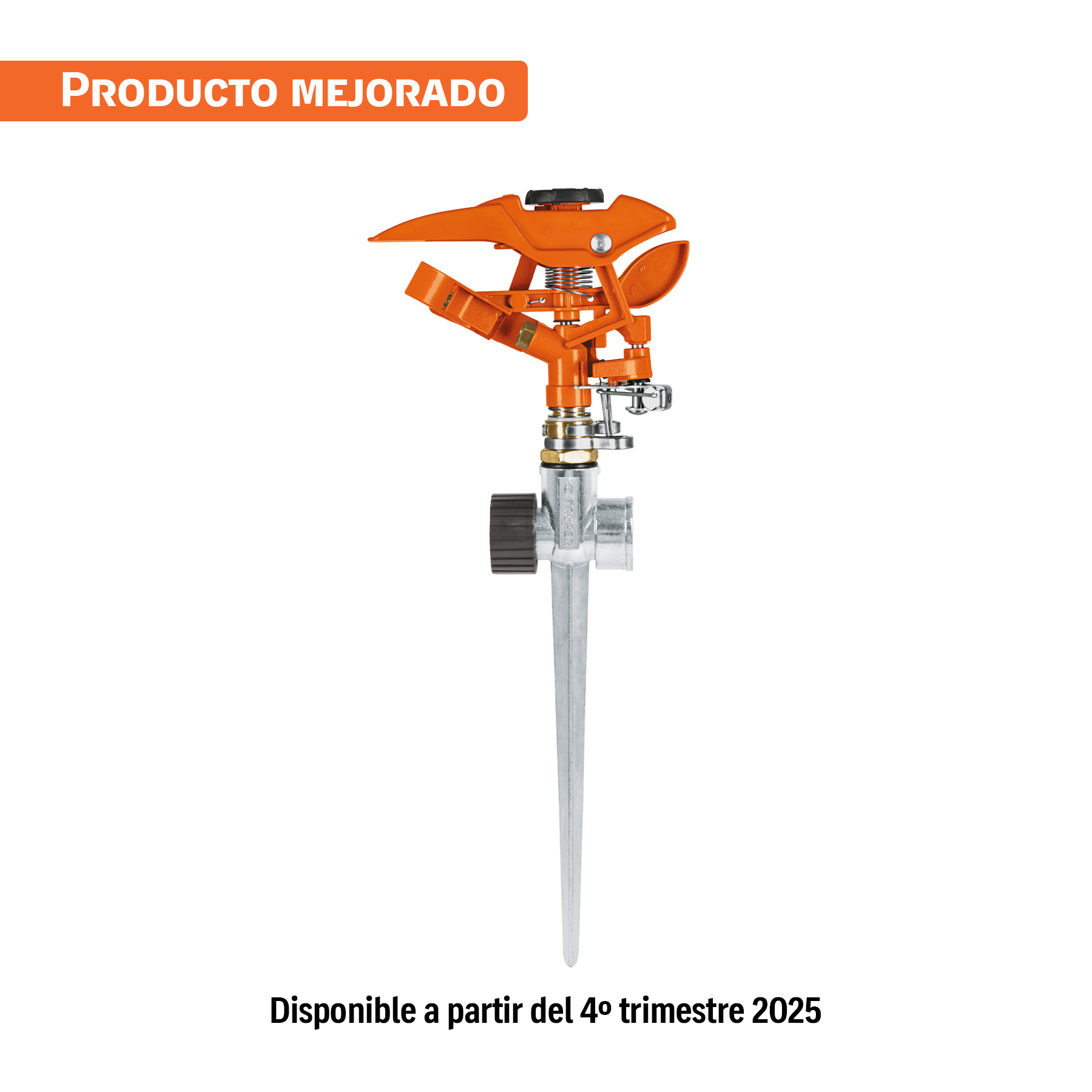 Aspersor metálico 11" dos vías, estaca metálica, TRUPER