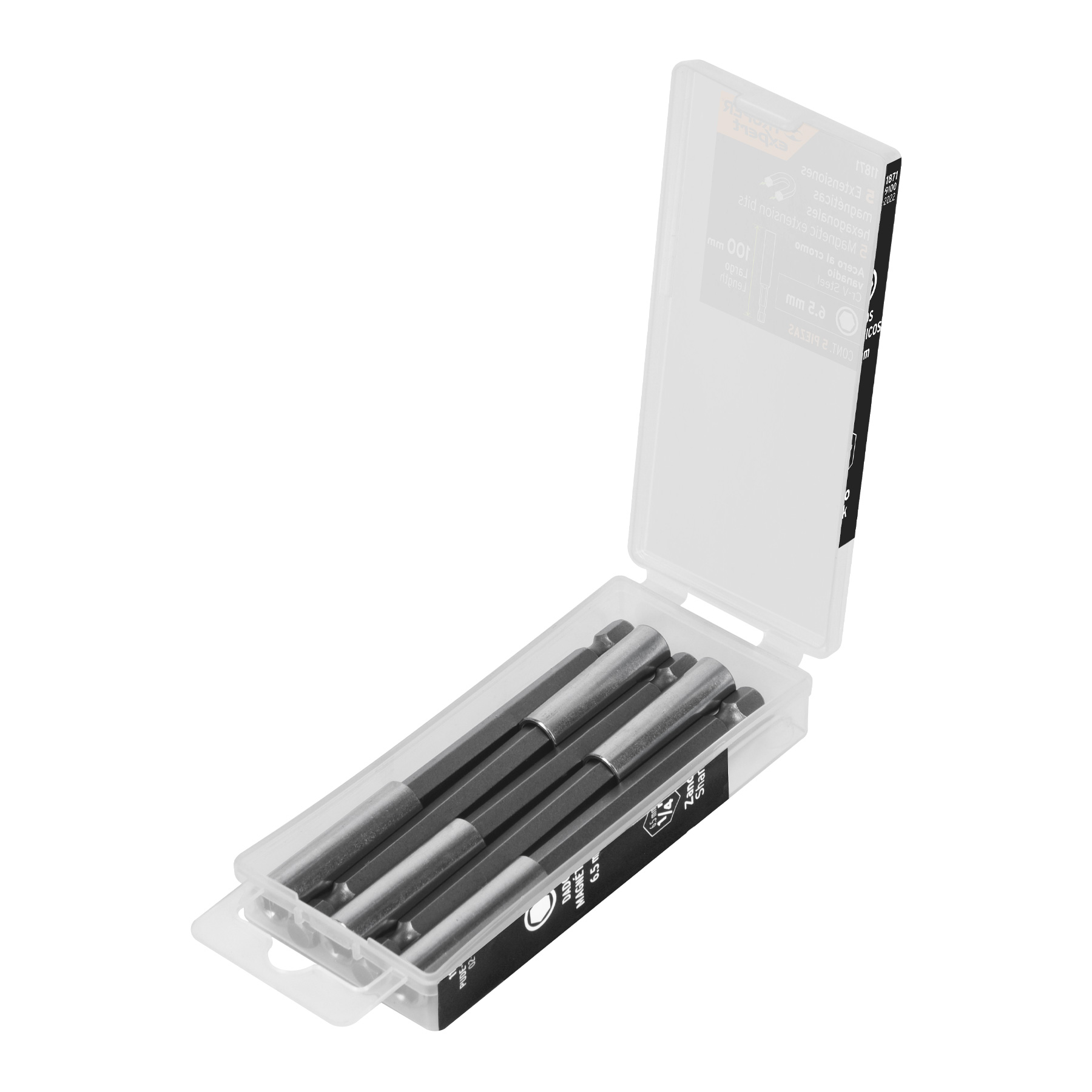 Estuche con 5 extensiones de 100 mm, magnéticas, EXPERT