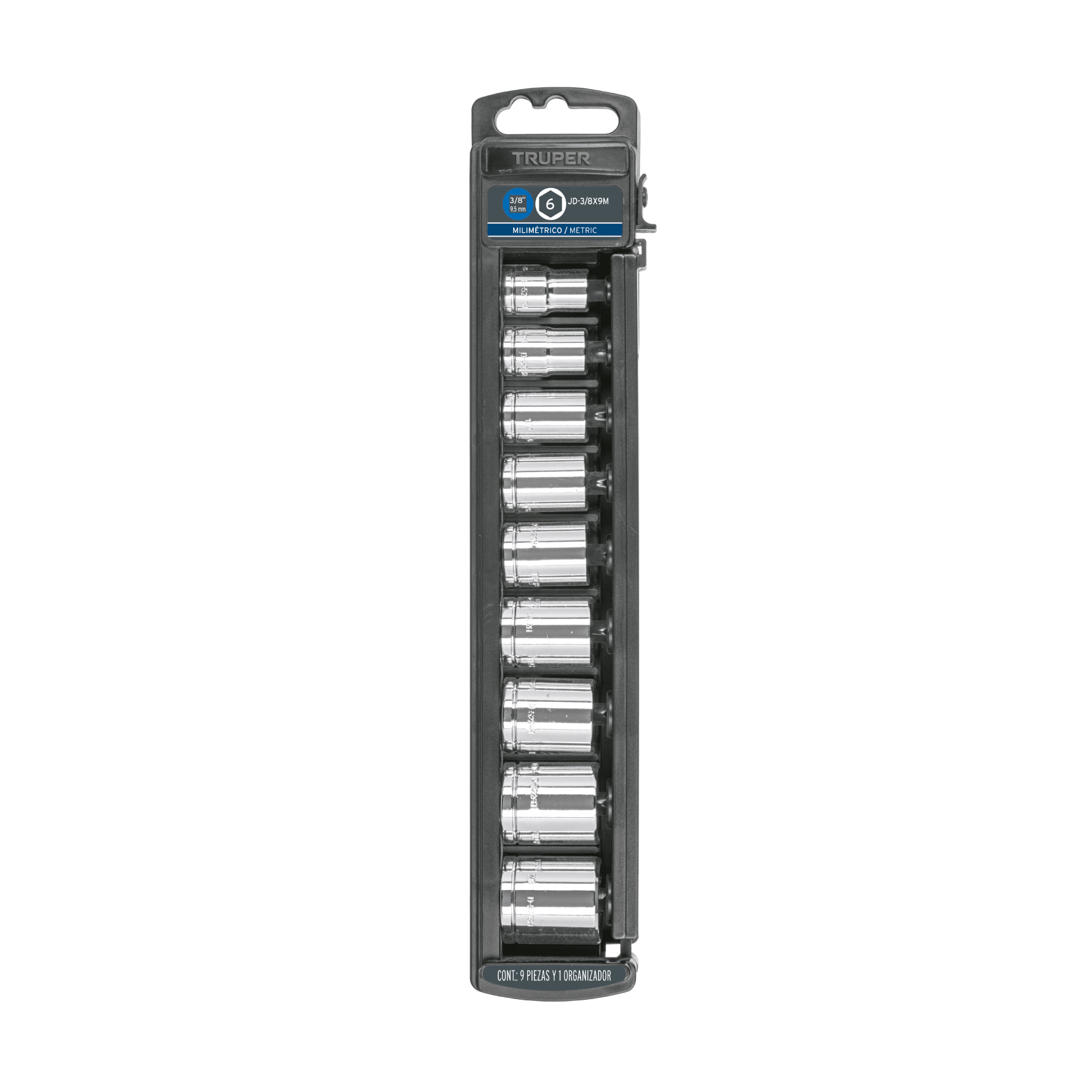 Juego de 9 dados cuadro 3/8" mm, TRUPER