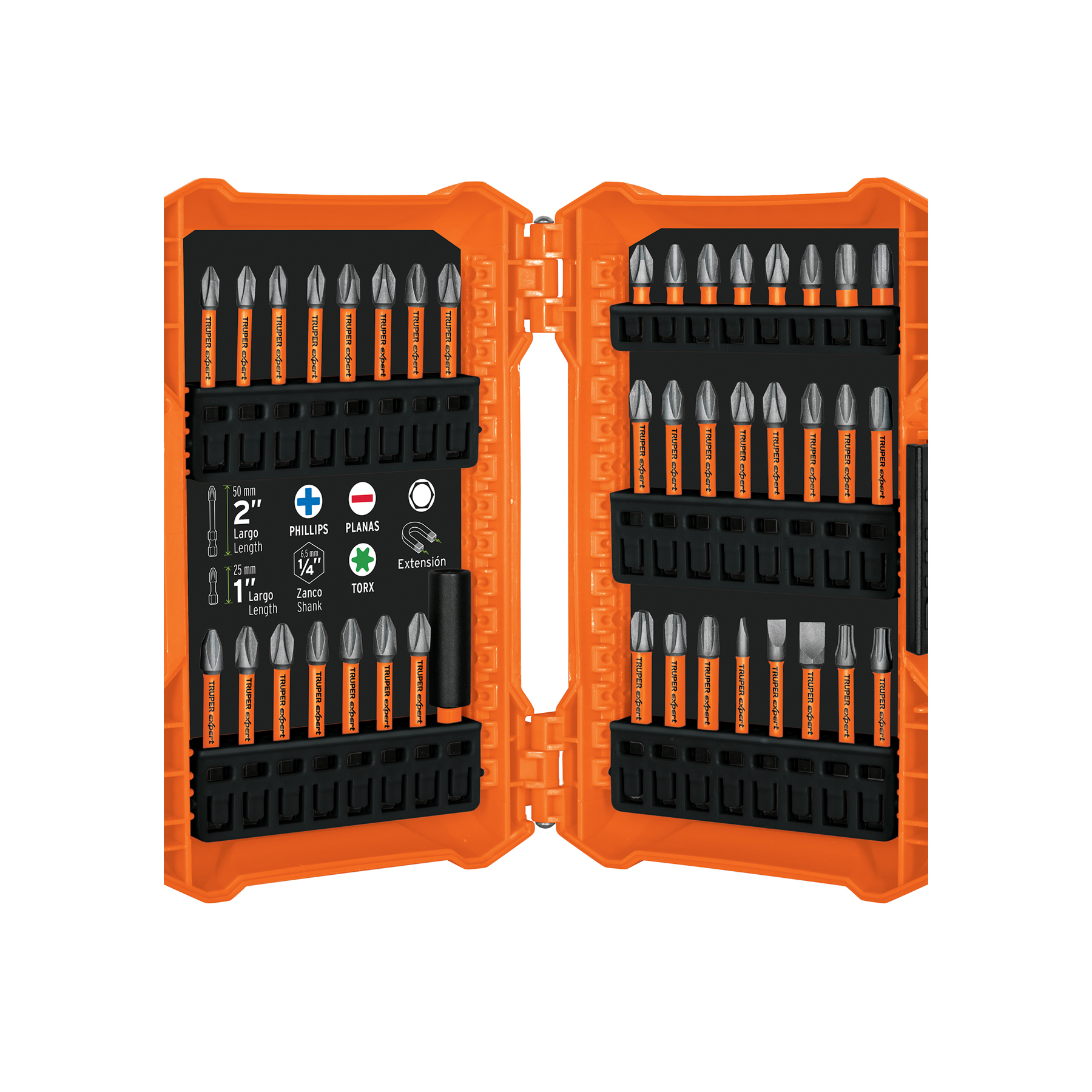 Juego de 40 puntas de impacto mixtas largos 1" y 2", EXPERT