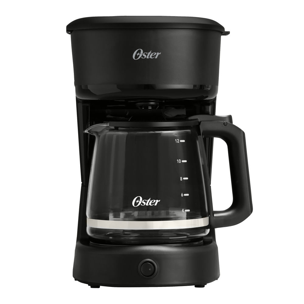 Oster Cafetera, 12 Tazas, con Filtro Reutilizable, Botón Luz Encendido y Apagado, Función Pausa y Servir, Ventanilla de Agua, Negro, BVSTDCS121B