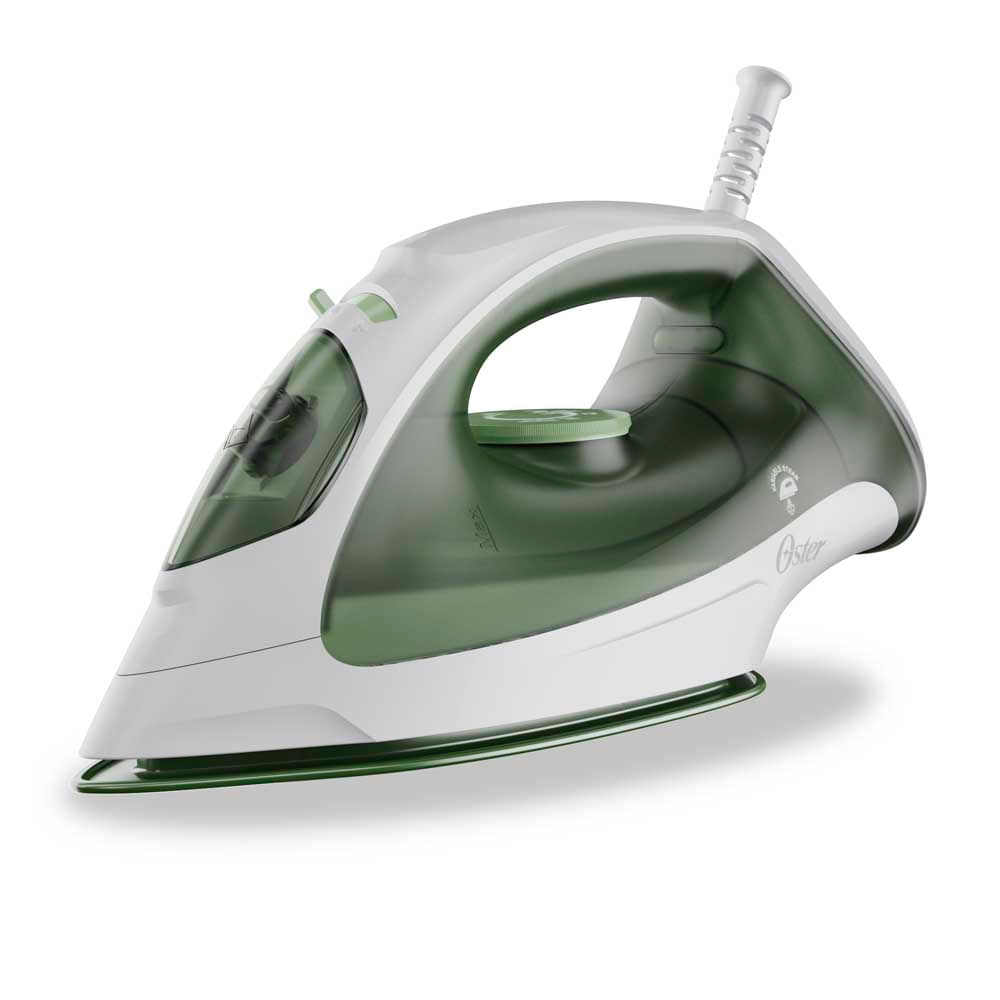 Oster® Plancha de Vapor, con Suela Antiadherente, Ligera, Blanca-Verde, GCSTBS3803