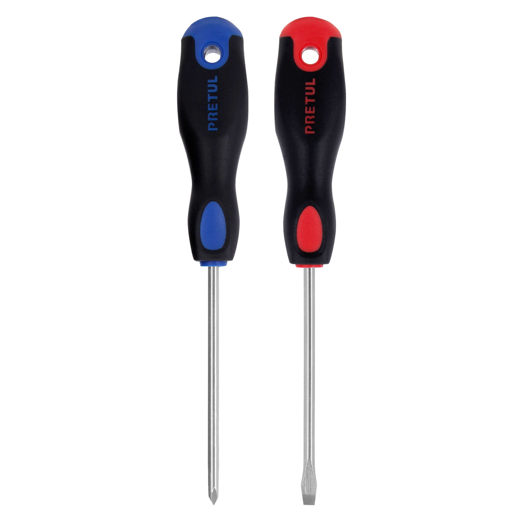 Dúo de desarmadores 3/16" x 4" mango Comfort Grip, PRETUL