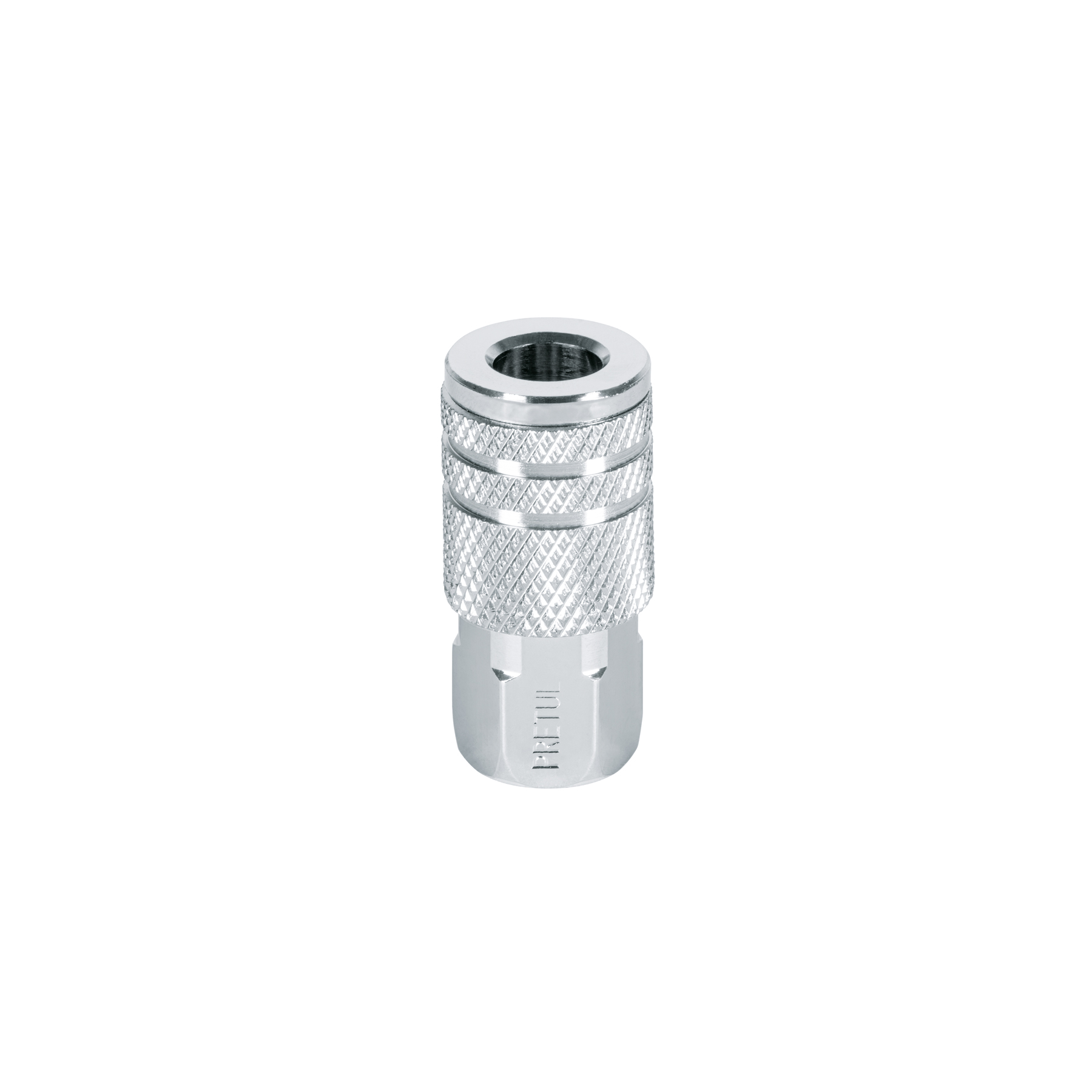 Cople rápido de acero, hembra, cuerda 1/4" NPT, PRETUL