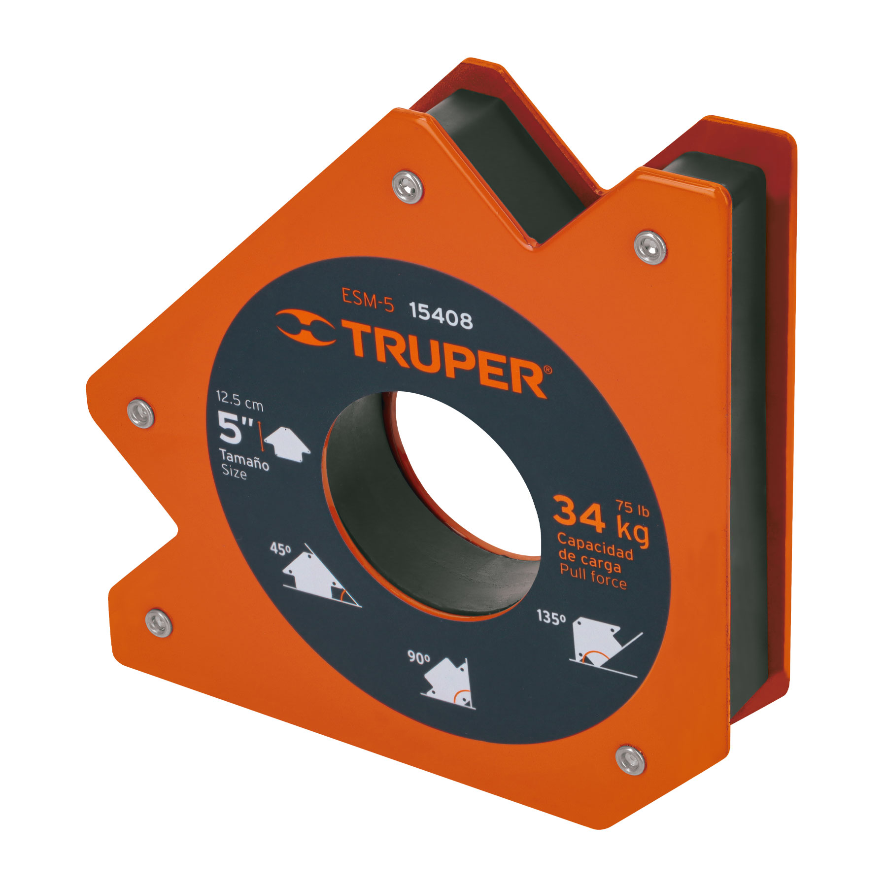 Escuadra magnética para soldar de 5", carga 34 kg, TRUPER