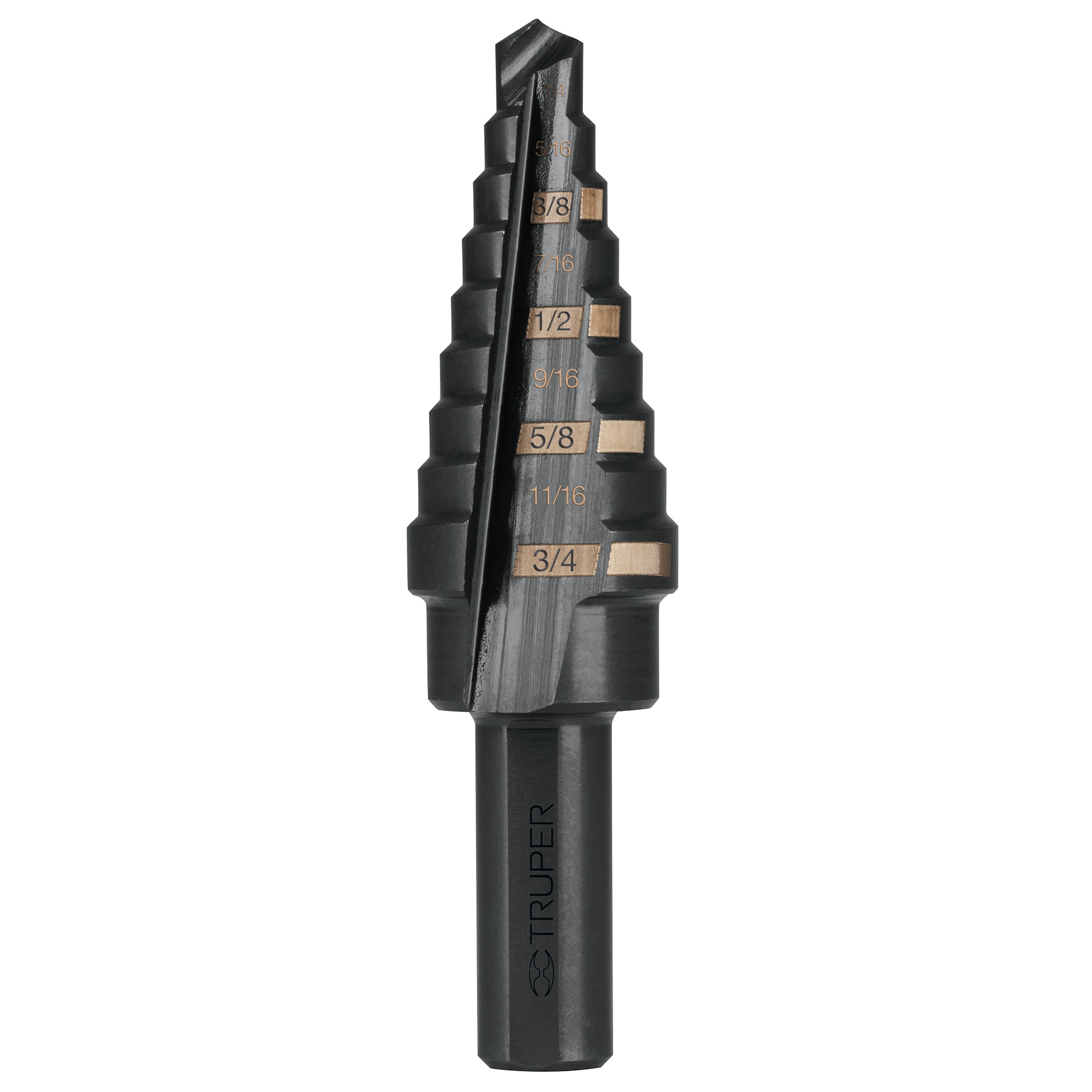 Broca escalonada óxido negro 9 escalones 1/4" a 3/4", TRUPER