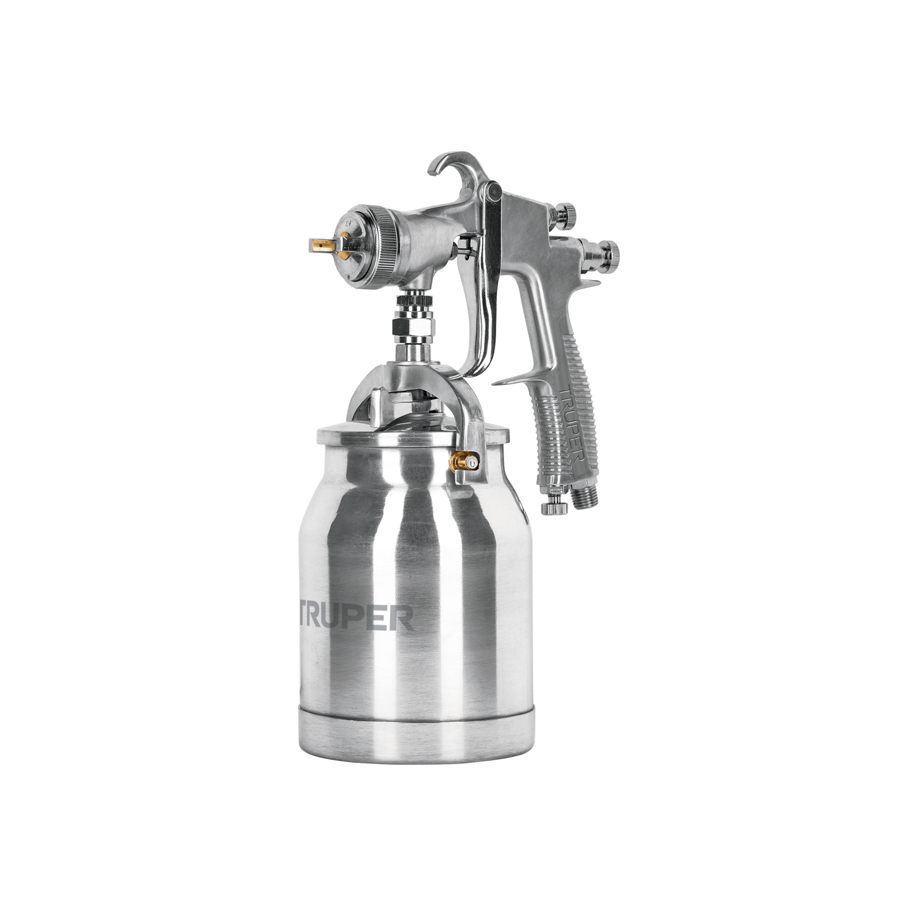 Pistola p/pintar succión HVLP vaso aluminio, 1.4 mm, TRUPER