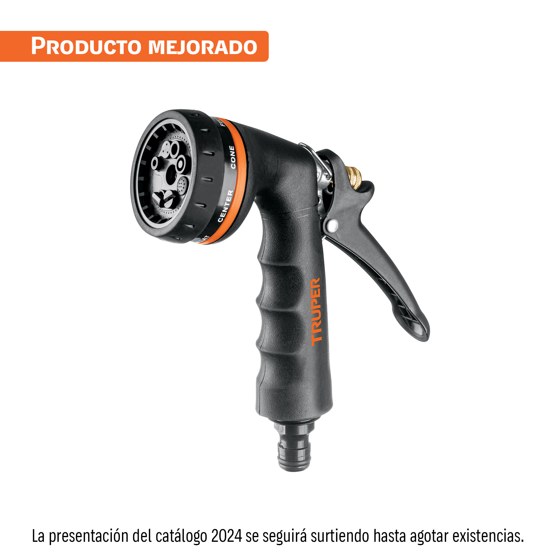 Pistola para riego de 8 funciones metálica con recubrimiento