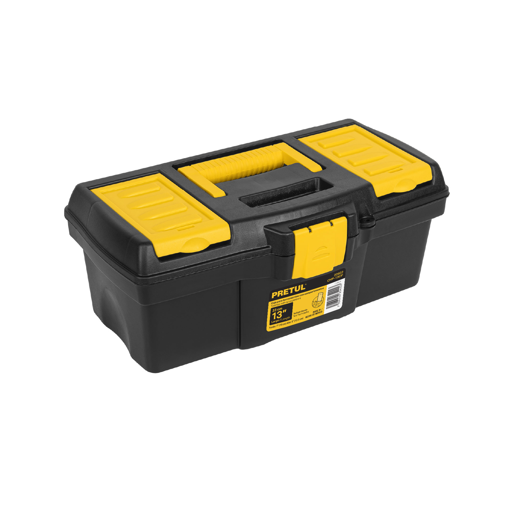 Caja para herramienta de 13" con compartimentos, PRETUL
