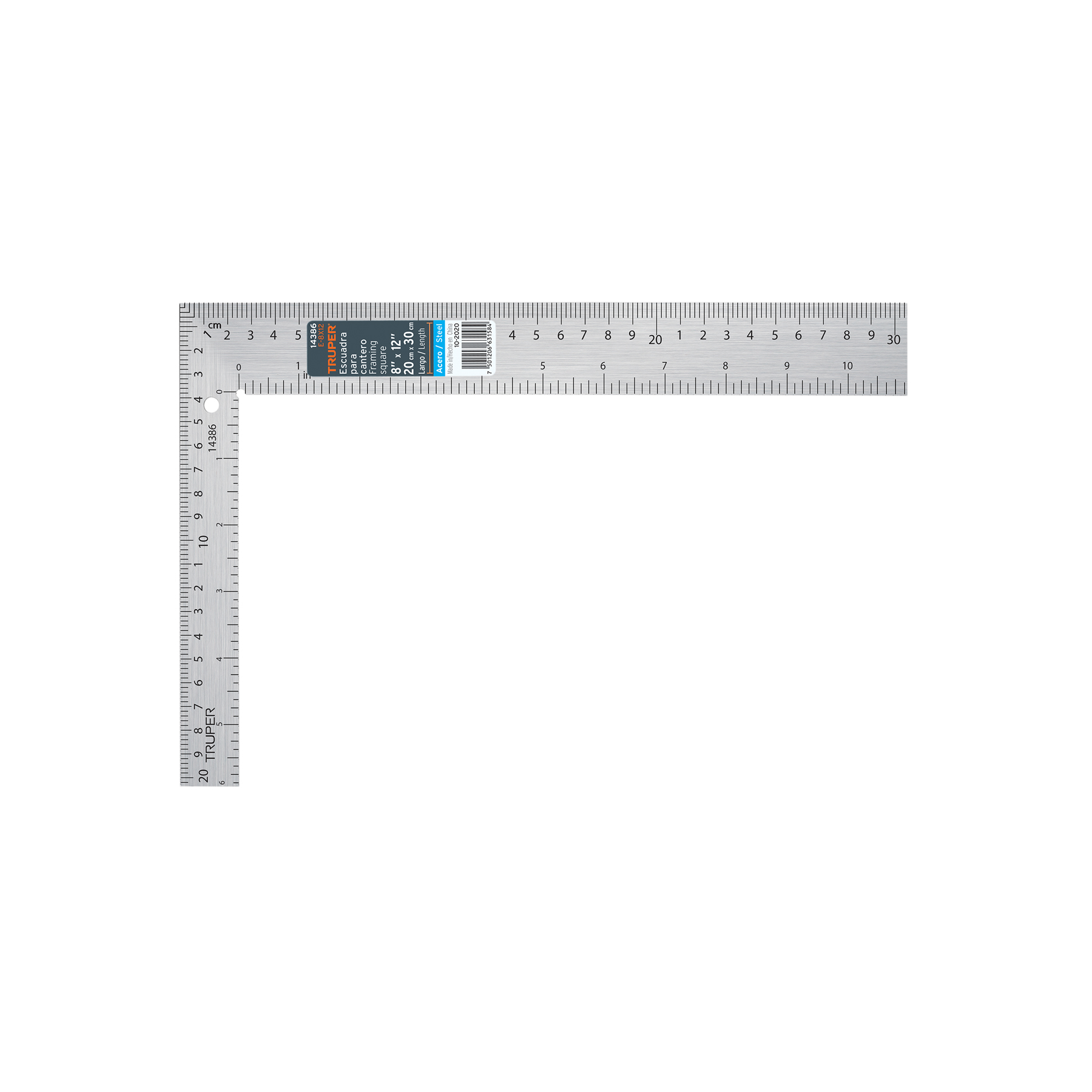 Escuadra 8"x12" de acero para cantero, TRUPER