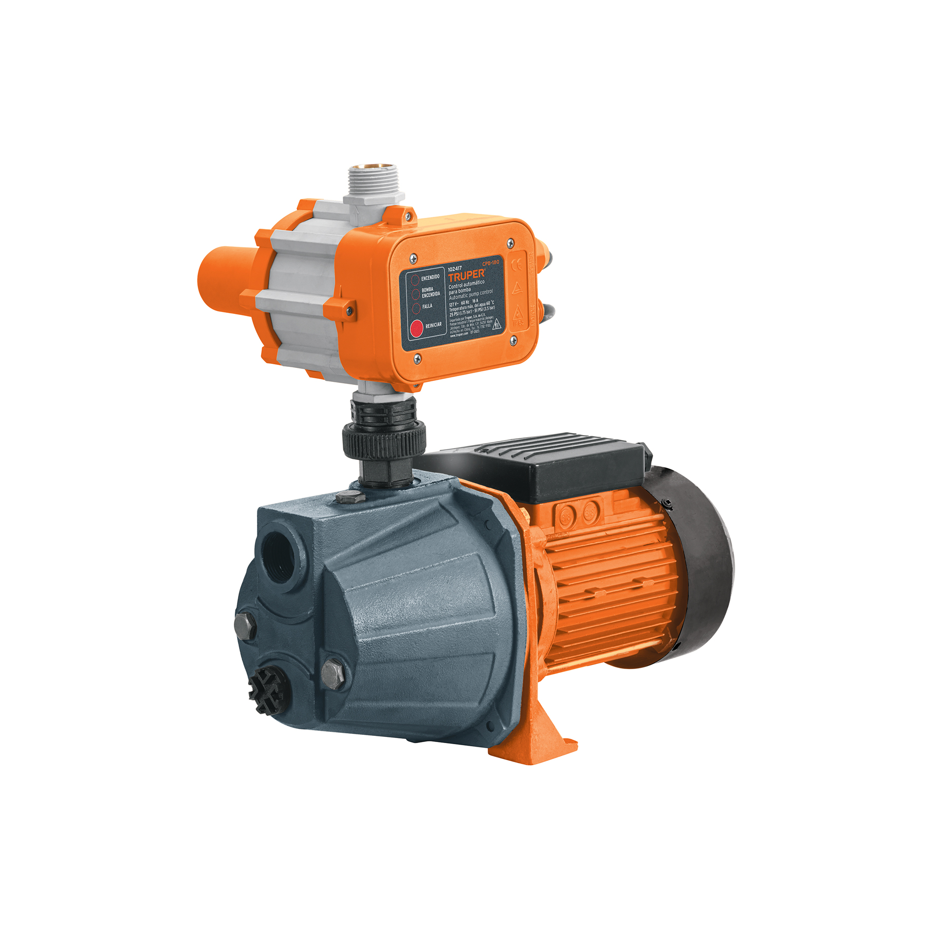 Bomba presurizadora jet hierro 1 HP con control, TRUPER