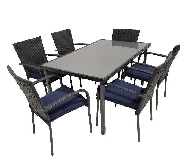 JUEGO DE COMEDOR 7 PIEZAS, 6 SILLAS, 1 MESA, OUTTER COM12308