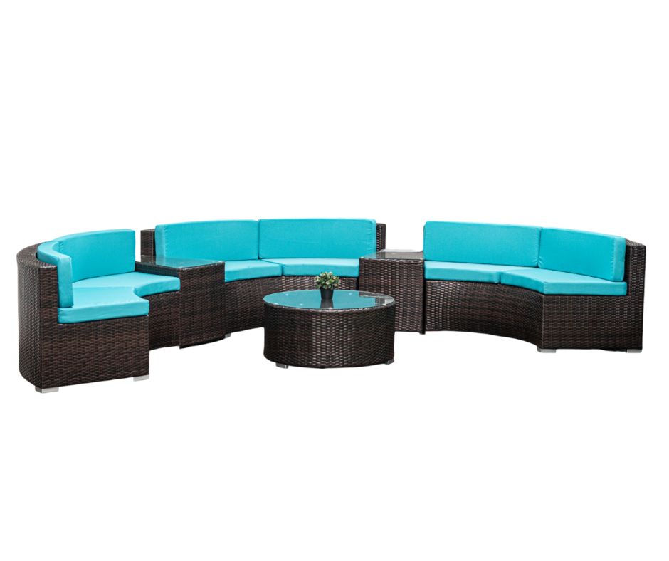 JUEGO TERRAZA 6 PIEZAS RATTAN 3 SOFAS 3 MESITAS LUXURY REDONDO OUTTER TER124501